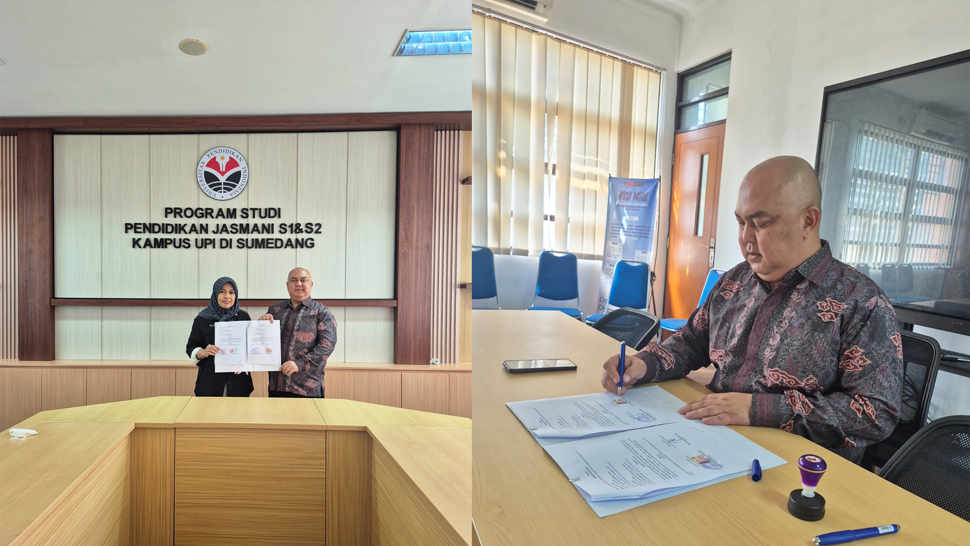Penandatanganan nota kesepahaman antara SMA Negeri 1 Sumedang dengan kampus UPI di Sumedang tentang kerjasama Tridharma Perguruan Tinggi dan Peningkatan mutu pendidikan